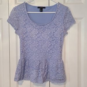 Forever 21 Lavender Lace Peplum Top